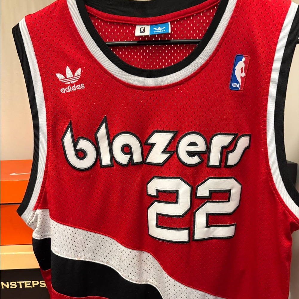 Clyde Drexler Adidas Blazers Red Basketball Jersey